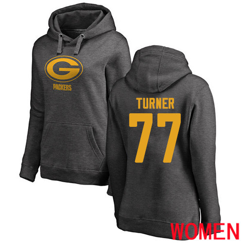 Green Bay Packers Ash Women 77 Turner Billy One Color Nike NFL Pullover Hoodie Sweatshirts